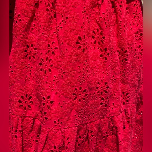 Charter Club Tie Sleeve 100% Cotton Eyelet Tiered Midi Sundress Lined Women PS - Picture 7 of 12